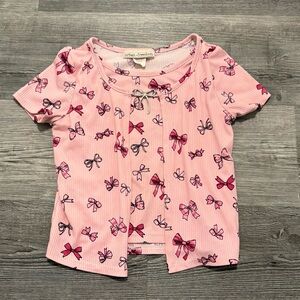 Urban Freedom Two Piece Look Top with Pink Bows Girl’s size 7